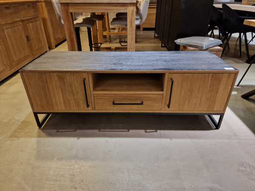 Meubles TV en teck en diamant Inca 150 x 50 x H50cm 2 portes et 1 tiroir