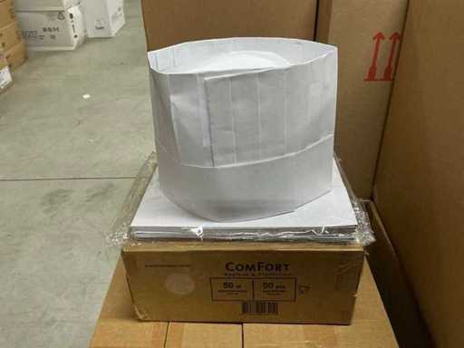 Partij ComFort papieren koksmutsen 19cm wit (350x)