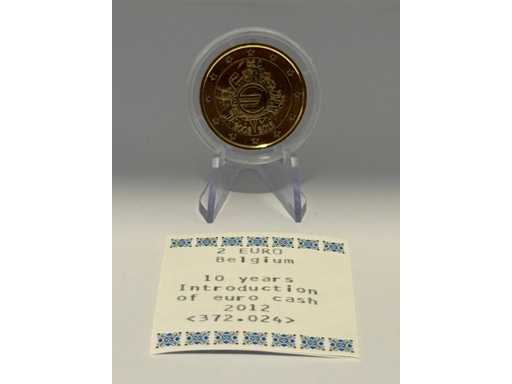 2 Euro Herdenkingsmunt Verguld België 2012 10 jaar euro