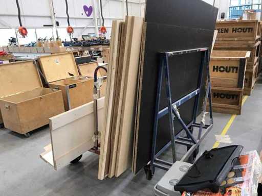 Platenwagen met divers plaatmaterialen (2x)