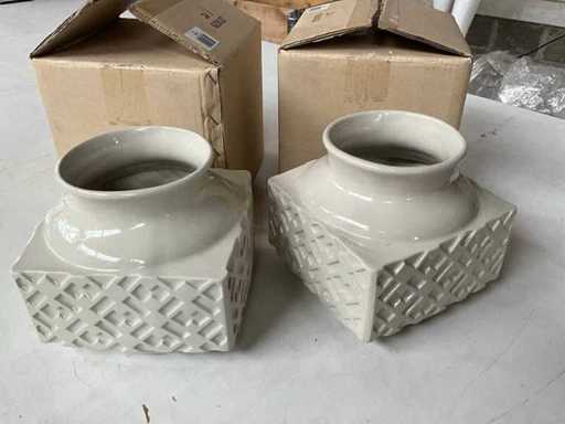 Fair Trade keramiek vaas +/- 17 x 17 cm (67x)