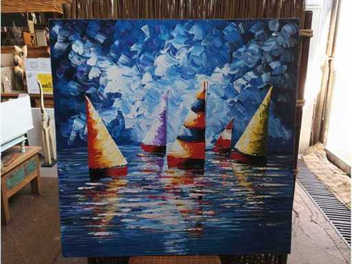 Hand-painted sailboat painting