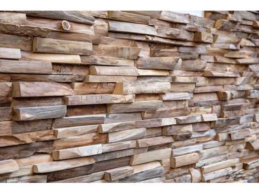 Panneau mural en bois de teck brut (8x)