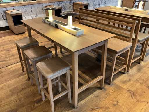 Hutten - Bartafel met bank en 3 barkrukken