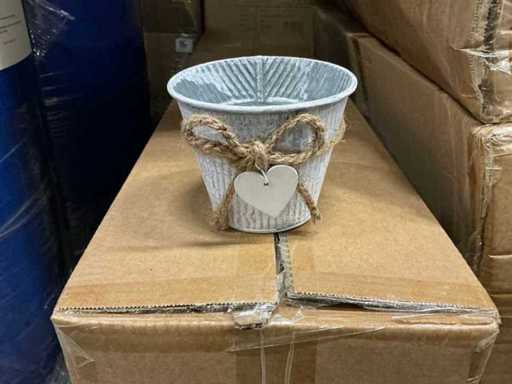 Lot Pot Oxford cœur en zinc Ø12xH9,5cm (360x)