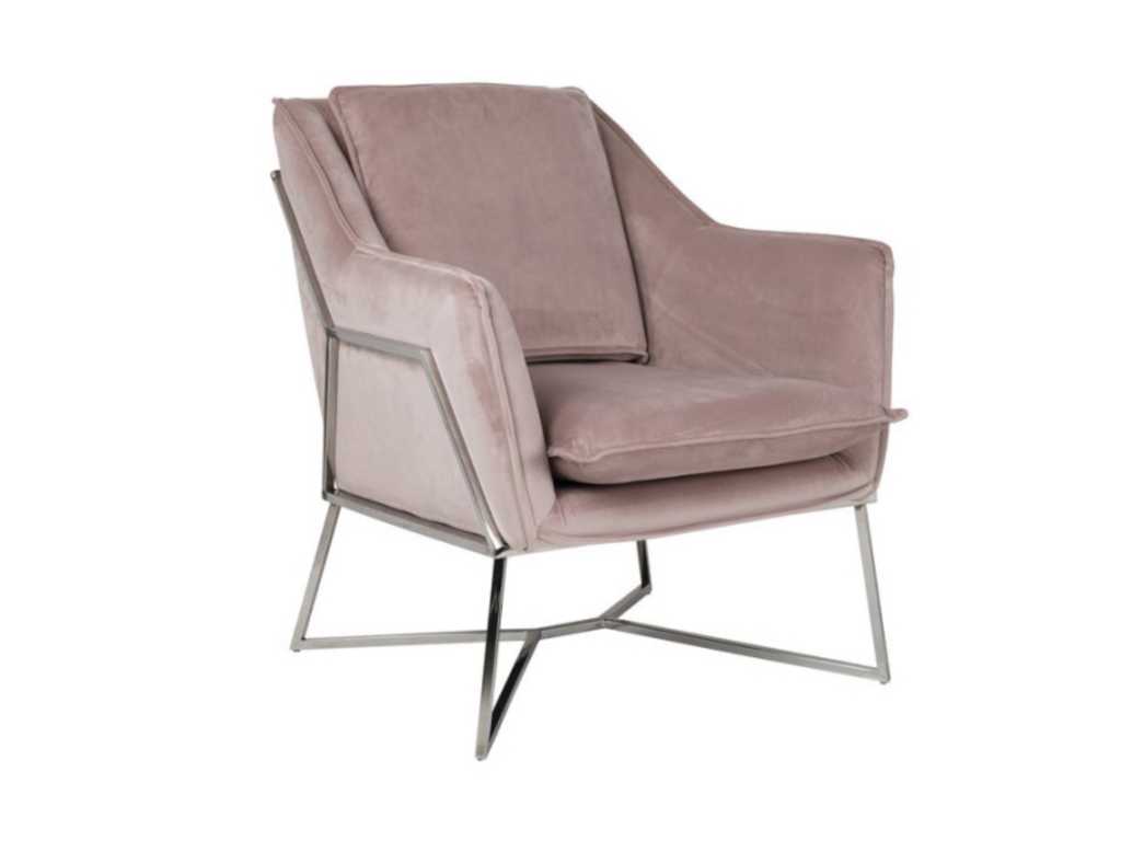 Richmond Aurelia różowy aksamitny srebrny fotel