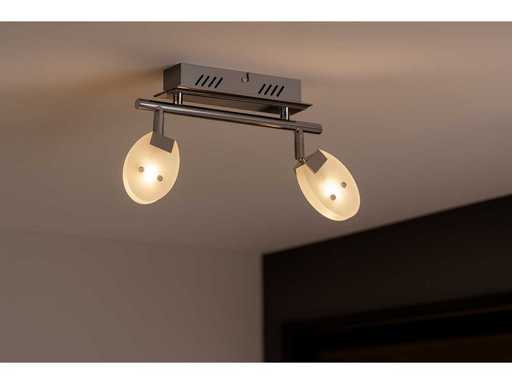 4 x LED Ceiling Light – 2 Spotlights – 2 x 5W – 4000K Neutral White – Silver – HL7162L