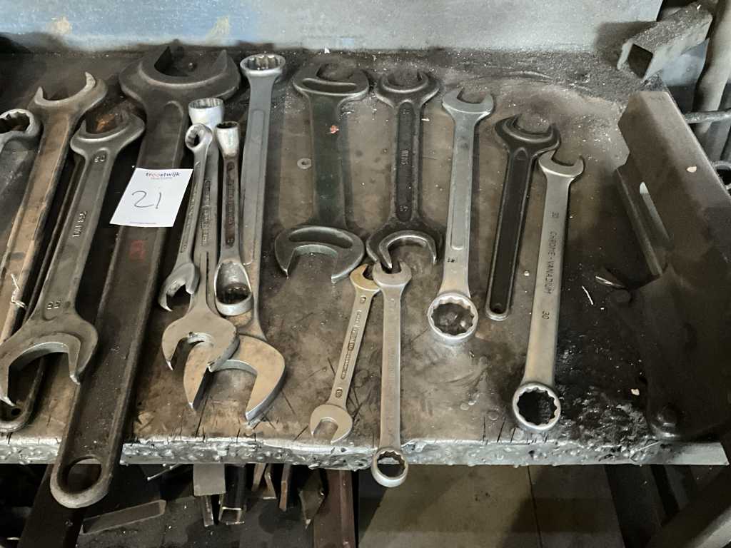 Workbench with tools and metal stock