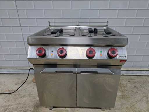 Jesco - Stalowa frytkownica z podwójną patelnią