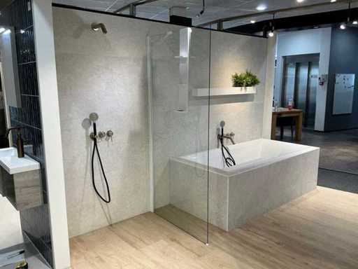 Novellini - Kuadra - Douche à l’italienne avec cadre mural de douche 97 x 200 cm