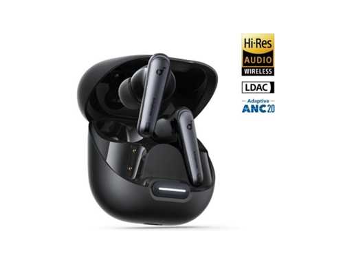 soundcore by Anker Liberty 4 NC Wireless Earbuds Black - Ohrhörer - Active Noise Cancelling bis zu 98,5%, Multipoint-Verbindung, 50 Stunden Akkulaufzeit, Bluetooth 5.3, IPX4 spritzwassergeschützt, HiRes zertifiziert