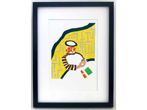 Roger Raveel - Thuis - kleurenhoutsnede