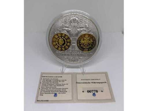 Medaglia placcata in argento "Austrian Monetary History – 1 Taler 1790", diametro 70 mm