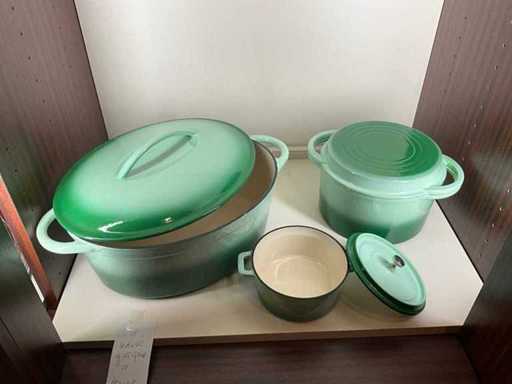 GSW Cast iron cooking pots (3x)