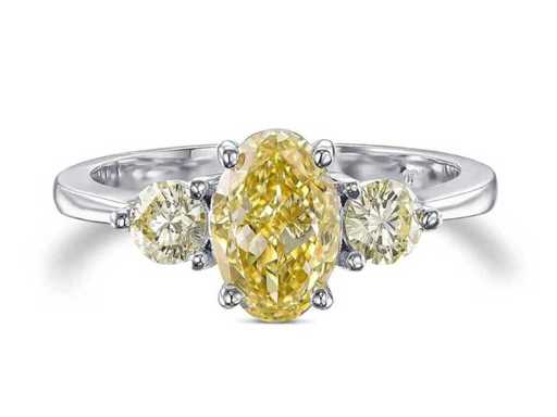 Hoge sieraden ring Natuurlijke Diamant Fancy Bruinachtig Geel 2,05 karaat in 18 karaat witgoud