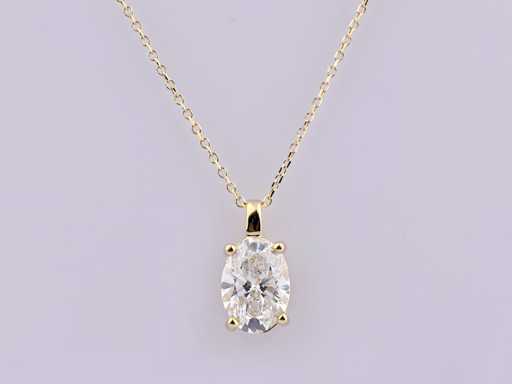 Collier en or jaune de 14 carats avec pendentif et diamant cultivé en laboratoire de 3,03 ct