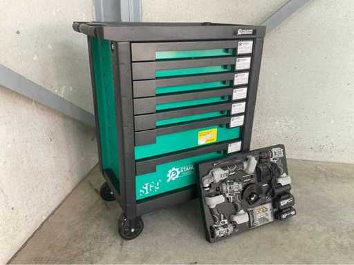 Chariot à outils rempli Stahlgruppe SG9 + outils sans fil