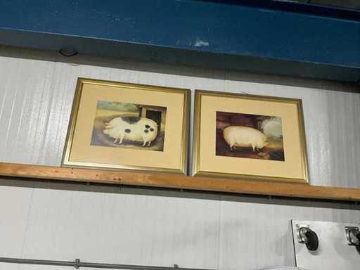 Wanddecoratie in lijst (2x)
