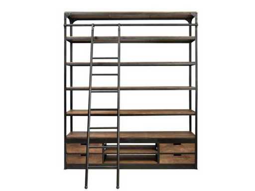Rootsmann Industriele boekenkast met ladder 2.0