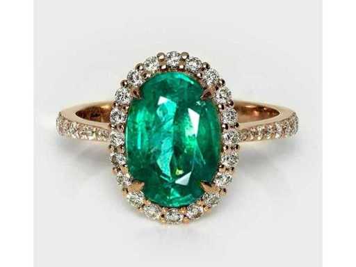 Bague de luxe en émeraude vert Zambia naturel 3,62 carats