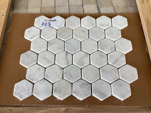Natuursteen Marmer Wit Hexagon Mozaïektegel 28x33,5 cm 100 stuks