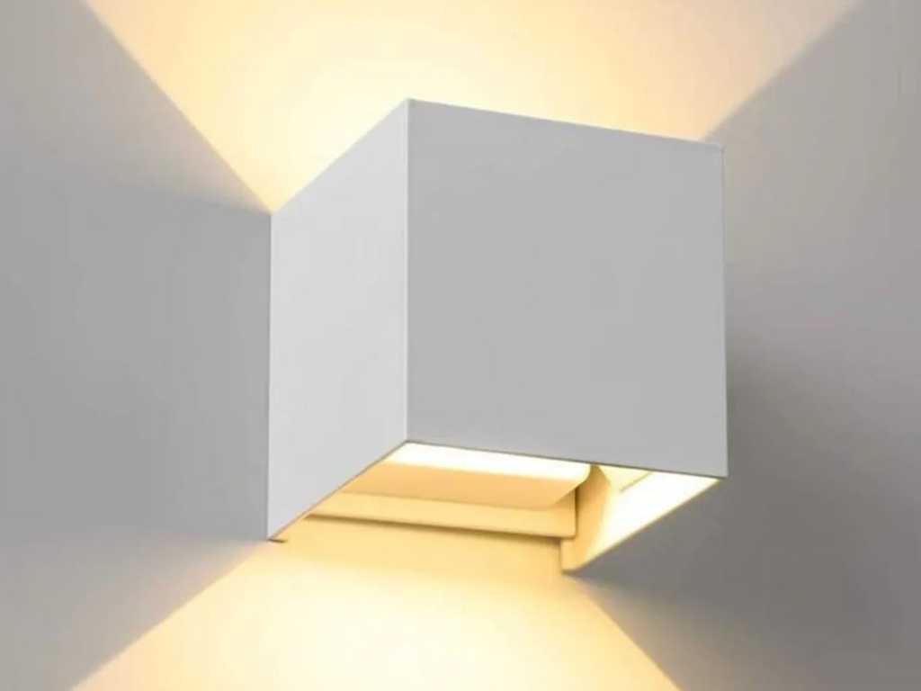Applique LED 12W blanc sable Cube duo lumière réglable étanche (4x)