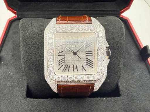 Cartier Santos 100 XL | ICED out with Lab Diamonds | Brown