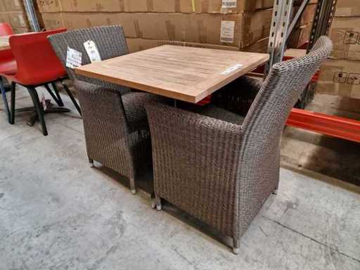 Gardini - Table de jardin en teck Volvic 70x70cm avec base en anthracite en Alu