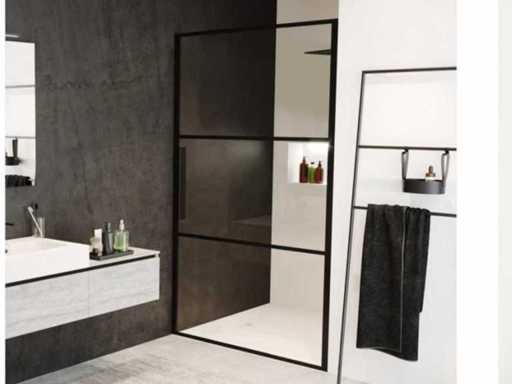RIHO Grid Draaideur 90x200 mat zwart easy clean GBB1090000