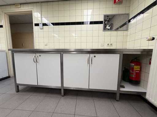 Établi en acier inoxydable avec portes à noyau massif