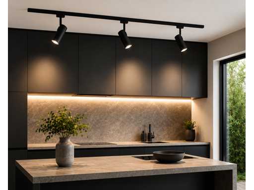 30 x Rail Spot Fixture – GU10 – Nero – IP20 – LONDRA-G