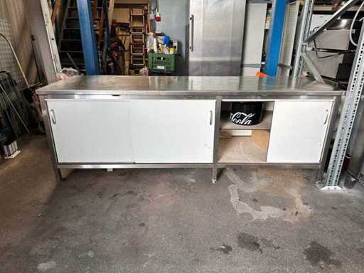 Table de travail en acier inoxydable avec meuble de base