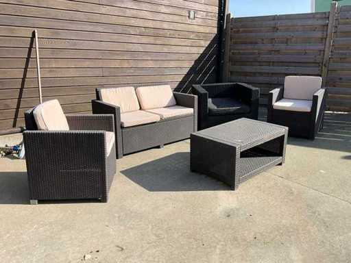 Luxe 5-delige Wicker Loungeset voor Tuin/Terras – Inclusief Kussens & Salontafel