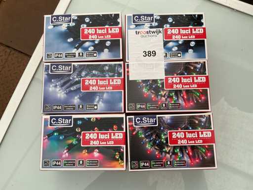 C.Star. Schutzart IP44. Innen- / Außenbereich, Weihnachts-LED-Beleuchtung. (6-fach)