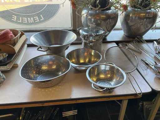 Stalowy durszlak i patelnia (6x)