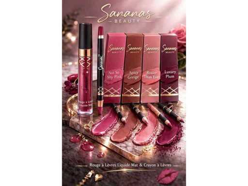 Lot de 200 pièces de Gloss et crayons à lèvres de marque SANANA BEAUTY mélange de couleur dans leur boîte d'origine