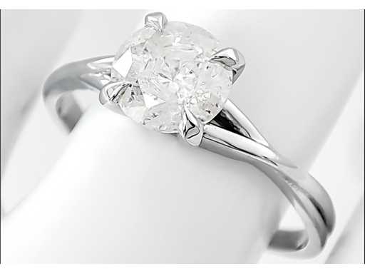 Anello in oro bianco 14 kt con diamante naturale 1,03 ct