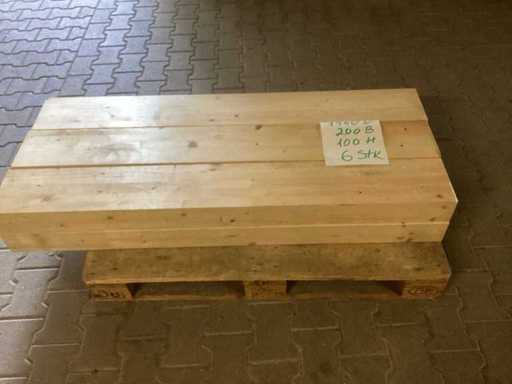 #667# 6 x Glulam beams, glulam beams, 140cm x 20cm x 10cm used from double-storey construction 