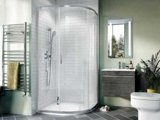 Crosswater Kai Shower cabin quarter round 1 door 80x120x190 aluminum silver KLQSSC12X8