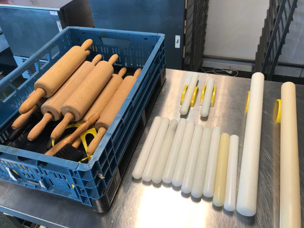Batch of marzipan and rolling pins