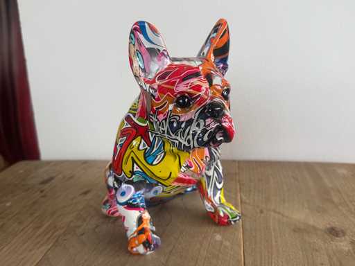 Bulldog zit Graffiti Klein H20cm