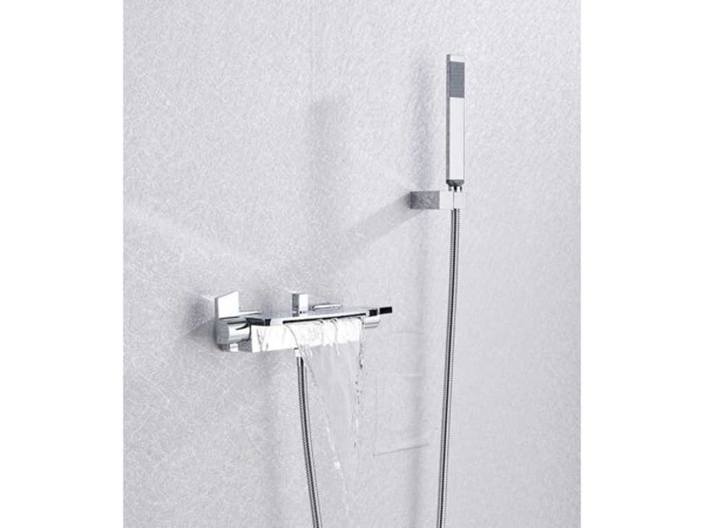 Chrome bath faucet with waterfall function