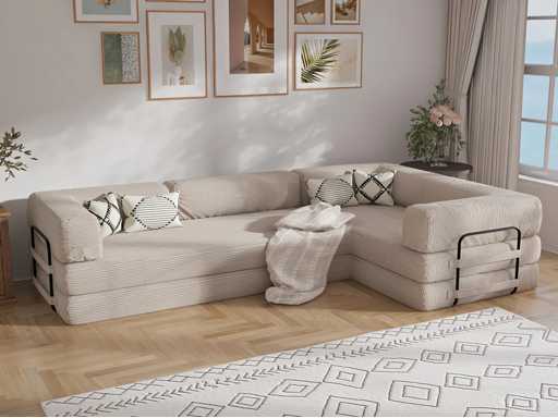 Rechtshoek bank - Beige Corduroy