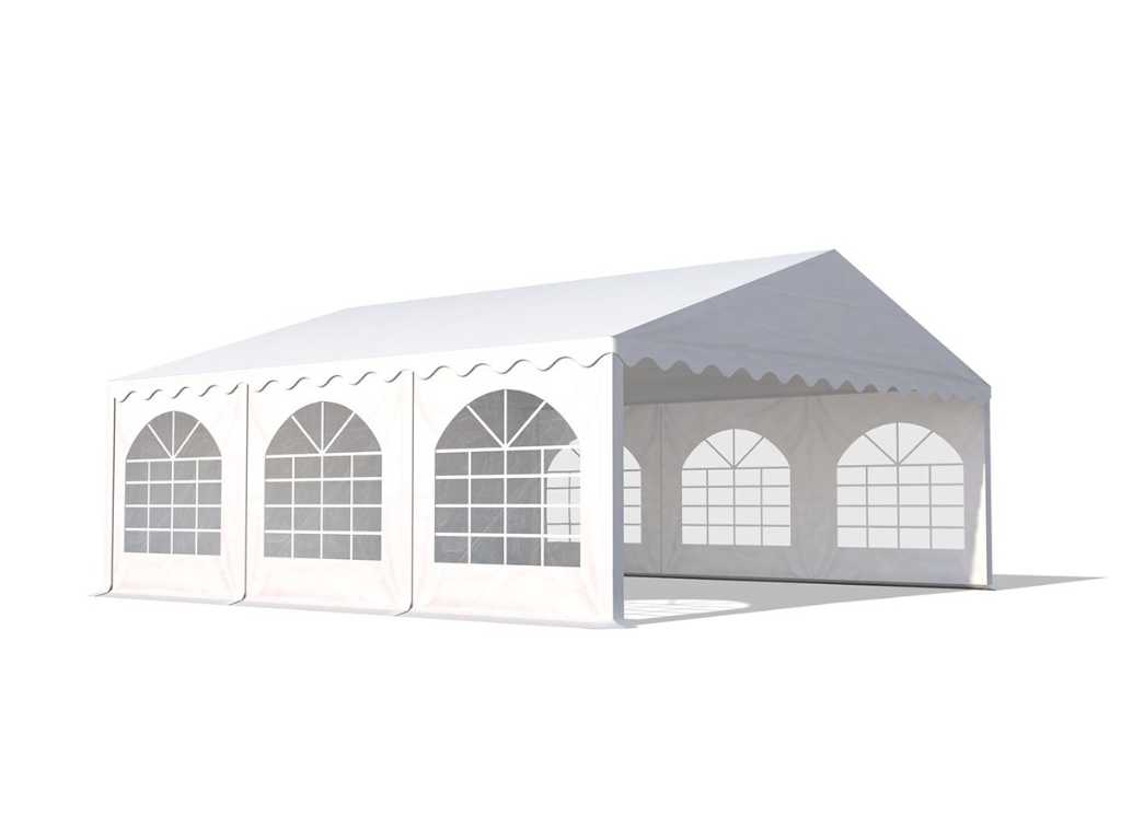 1 x Pvc partytent 6 x 6 m - Wit - Inclusief grondframe