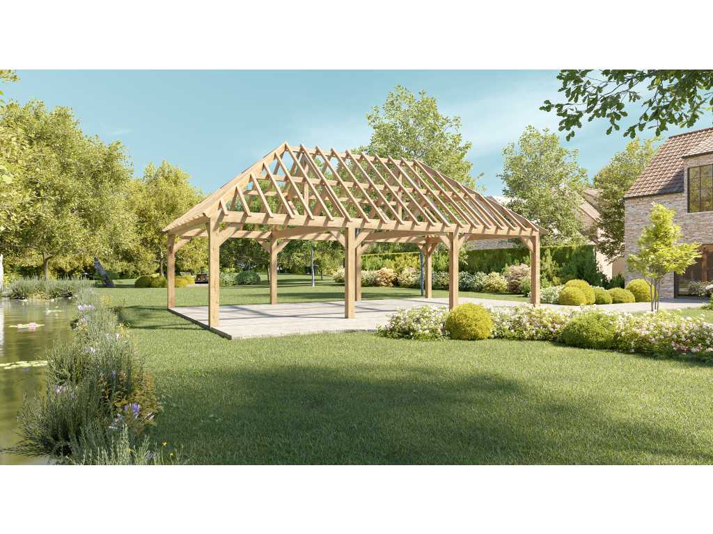 High-quality wooden carports, pool houses and canopies made in Belgium