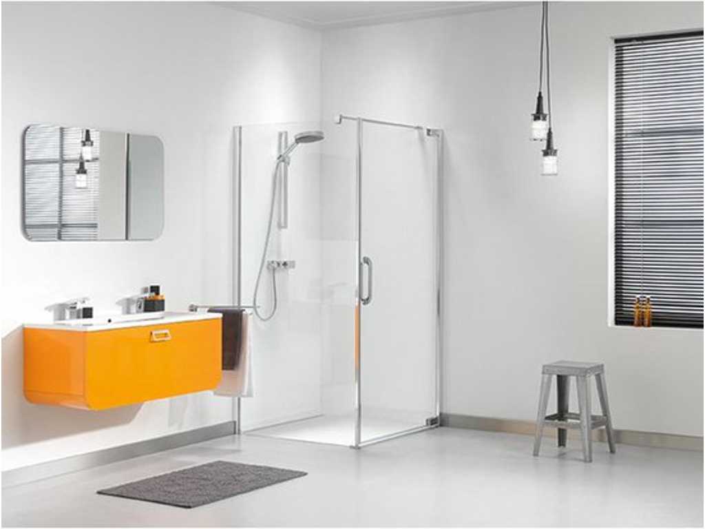 Compact Shower door with side wall