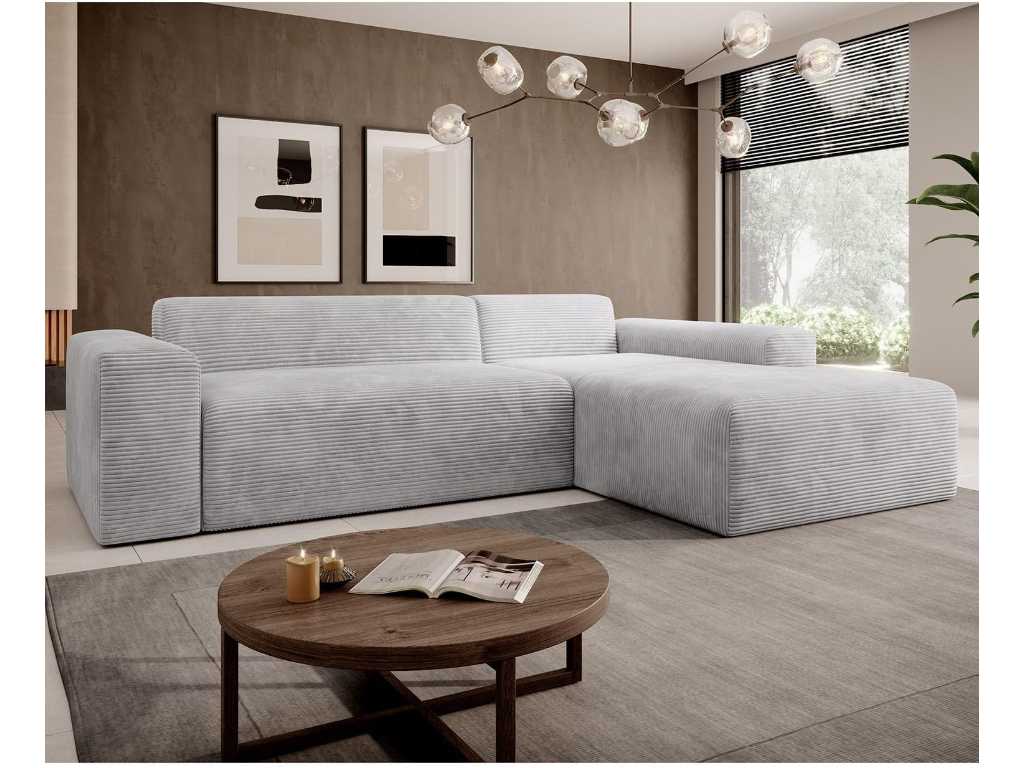 Straight fabric sofa - modern, comfortable light grey
