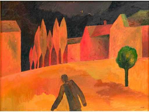 A. Potapenko - Walker in landscape - oil on canvas - 59x79 cm 