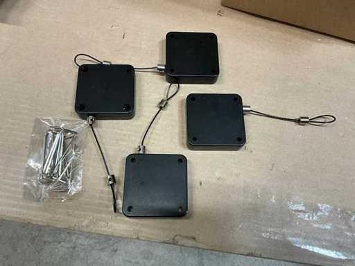 22x rits, diefstalbeveiliging, ZWART, 6 × 6 cm, groot, ca. 1 m lange stalen kabels, inclusief assemblagegereedschap