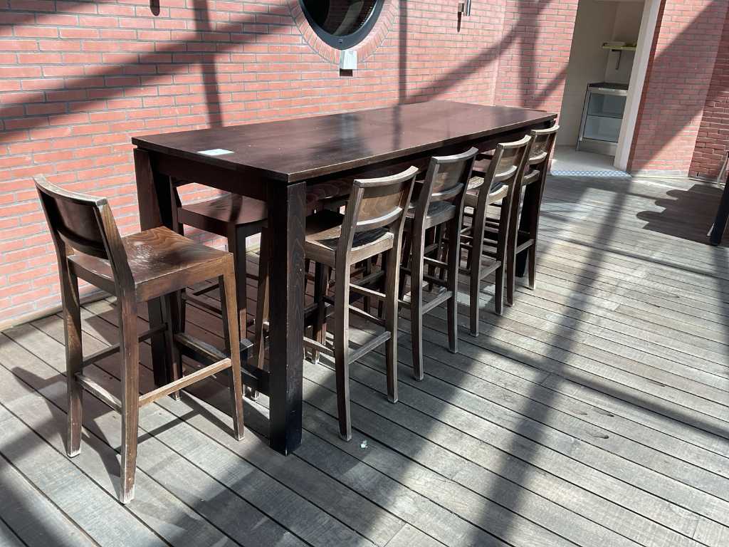 Bar table with bar stools
